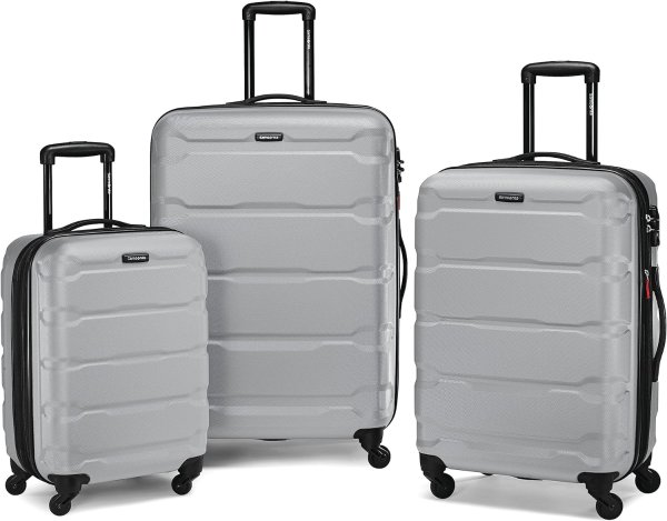 Omni PC Hardside Expandable Luggage with Spinner Wheels, Silver, 3-Piece Set (20/24/28)