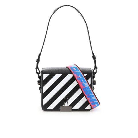 Off-Whitediag flap binder clip shoulder bag