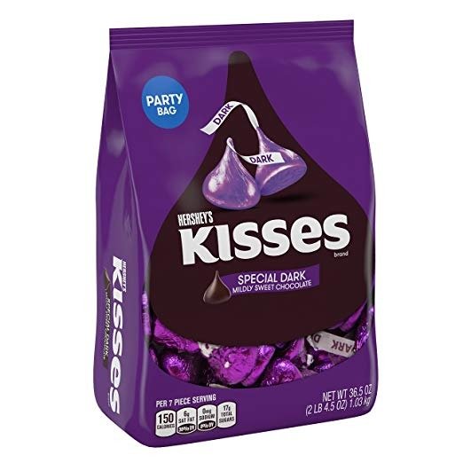 Kisses Dark Chocolate Candy, Halloween Candy, 36.5 Ounce Bulk Candy
