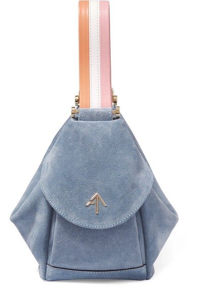 Fernweh micro leather-trimmed suede wristlet bag