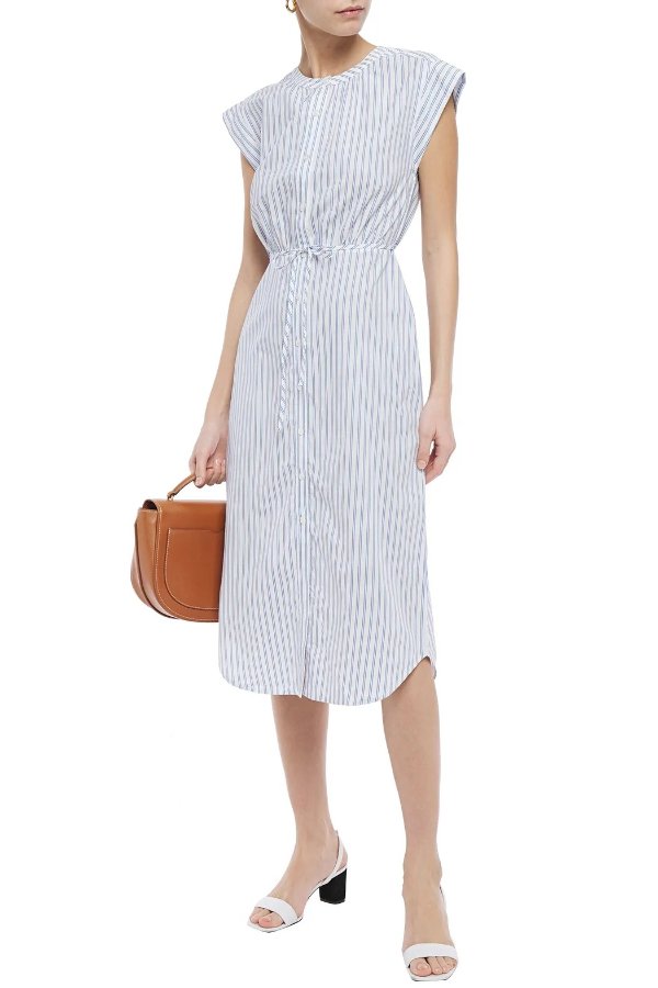 Striped cotton-broadcloth dress