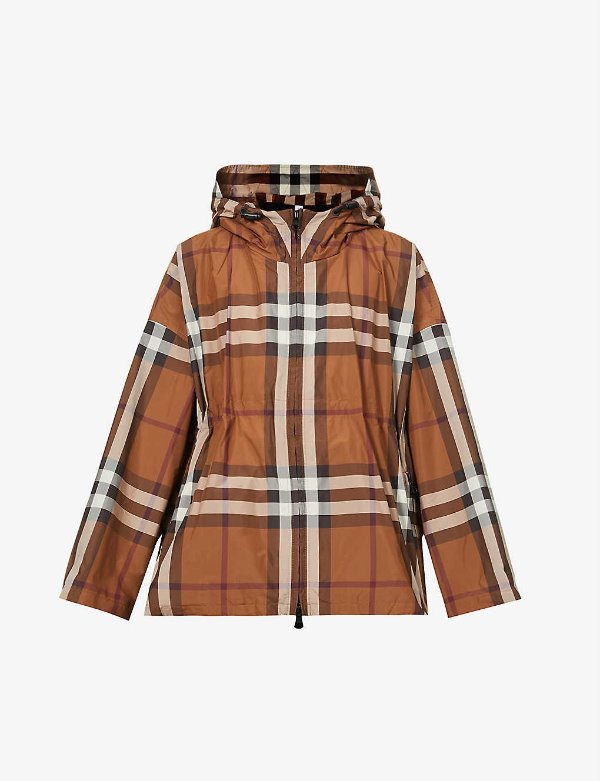 Bacton checked hooded shell jacket
