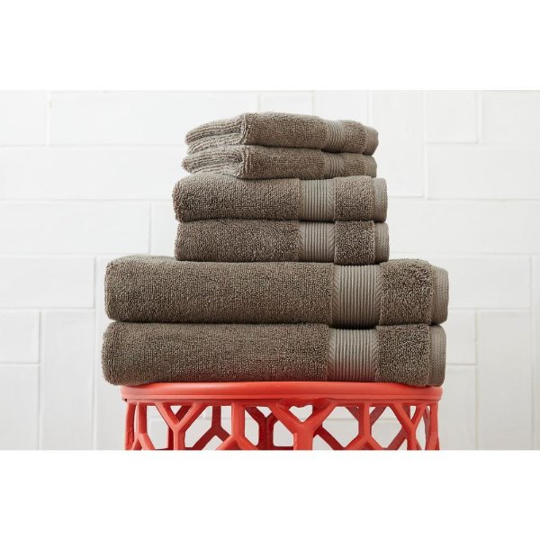 6-Piece Hygrocotton Towel Set in Fawn Brown
