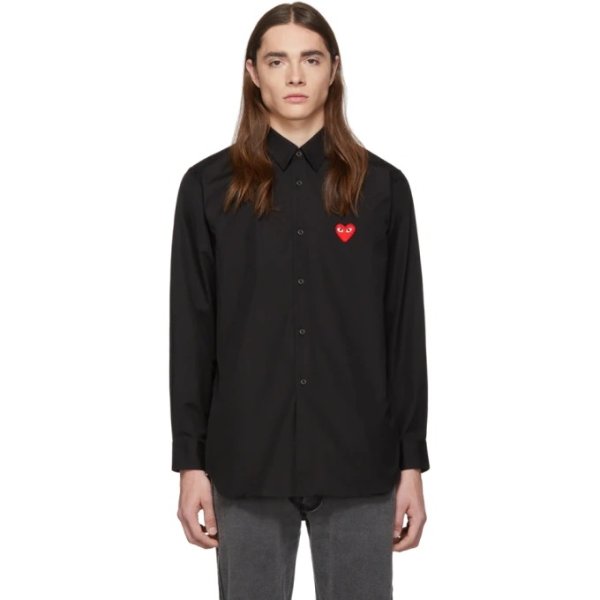  Black & Red Heart Patch Shirt