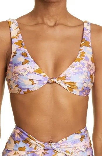 Floral Print Knotted Bikini Top