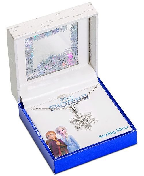 Cubic Zirconia Frozen Snowflake Pendant Necklace in Sterling Silver, 16" + 2" Extender
