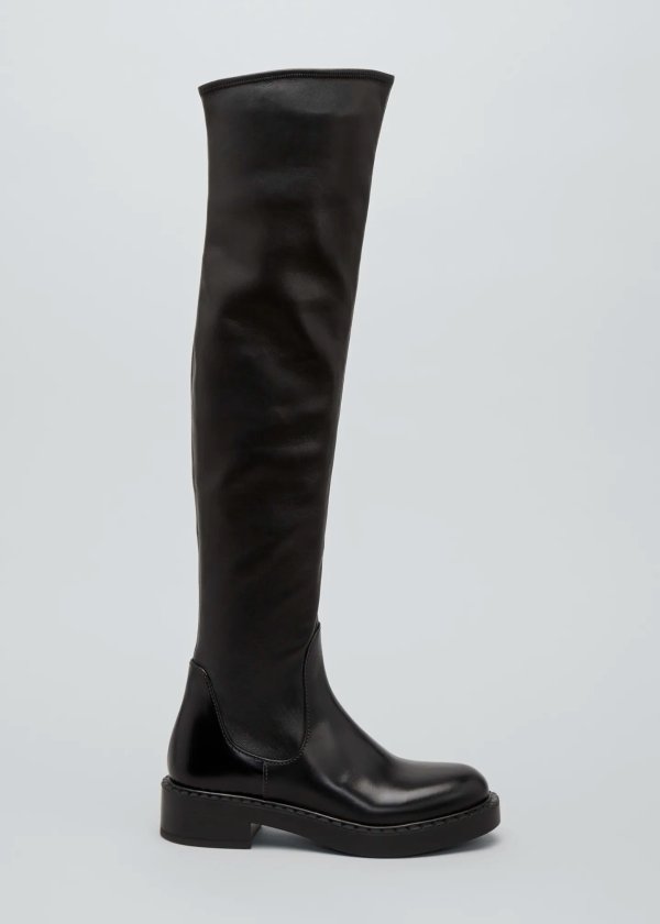 Stretch Leather Over-the-Knee Boots