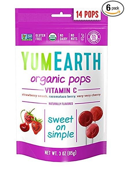 Organic Vitamin C Lollipops, 14 Lollipops (Pack of 6), Gluten Free, Vegan (Packaging May Vary)