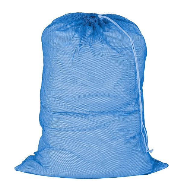 Mesh Laundry Bag with Drawstring, Blue, 24-inches L x 36-Inches H
