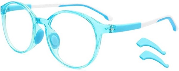 Kids Blue Light Blocking Glasses, Computer Gaming TV Glasses for Boys Girls Age 3-15 Anti Glare & Eyestrain & Blu-ray Filter (Blue)