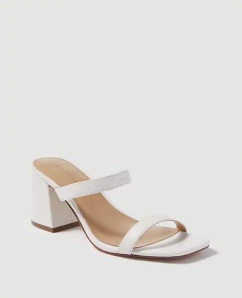 Fiona Leather Two-Strap Block Heel Sandals | Ann Taylor