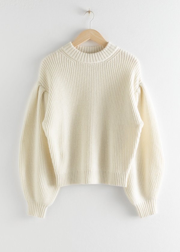Chunky Ribbed Puff Sleeve Sweater