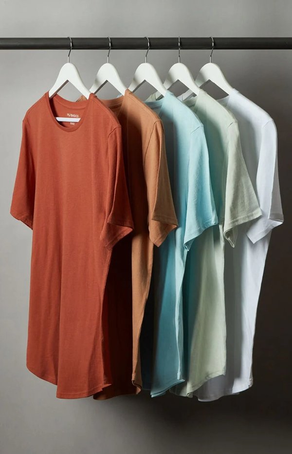 5 Pack Solid Scallop T-Shirt | PacSun