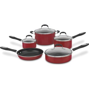 Cuisinart - Advantage Nonstick 9-Piece Cookware Set - Red