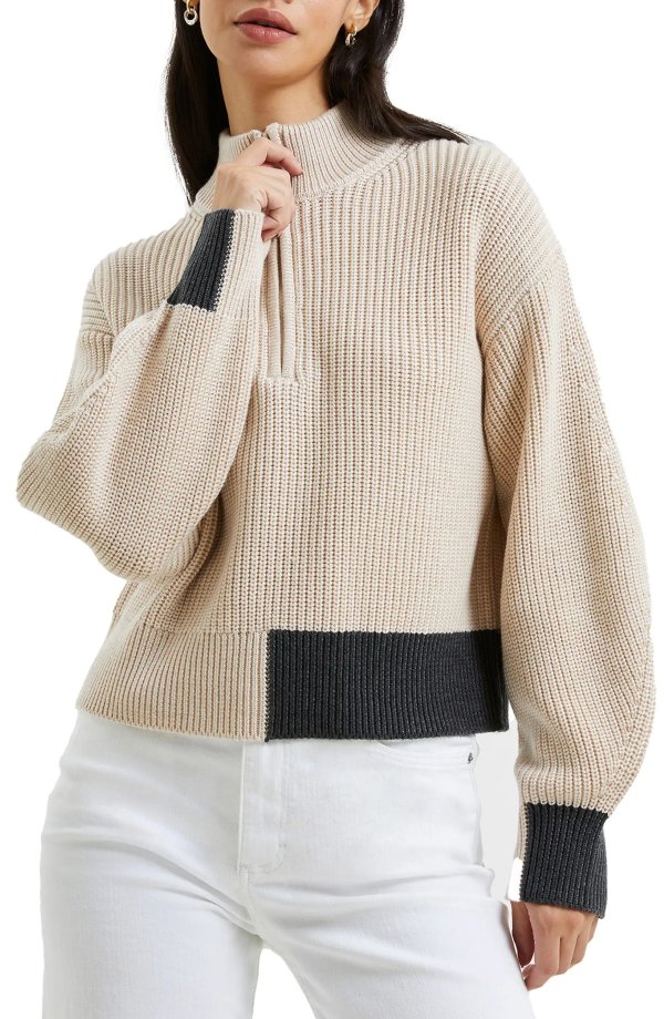 Joss Colorblock Half Zip Sweater
