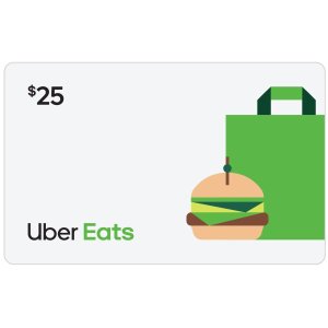 Uber Eats，DoorDash电子礼卡促销，$25, $50, 多种面值可选