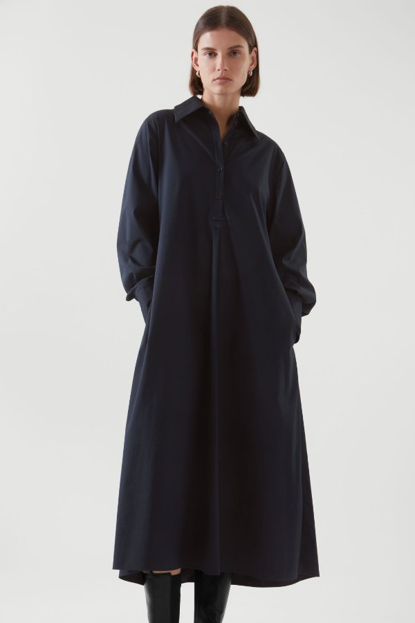 RELAXED-FIT MIDI SHIRT DRESS