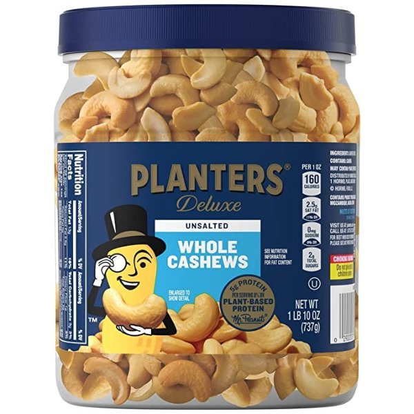 Planters Unsalted Cashews, 1lbs 10 Ounce (Packaging May Vary)