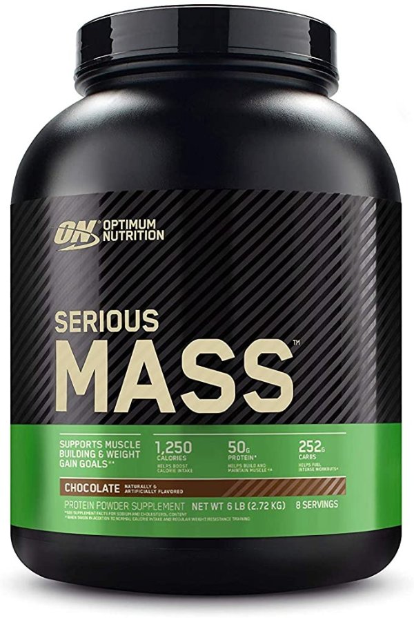 Serious Mass Weight Gainer Protein Powder, Vitamin C, Zinc and Vitamin D for Immune Support, Chocolate, 6 Pound (Packaging May Vary)
