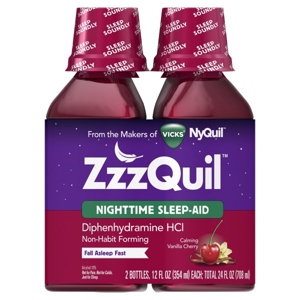 ZzzQuil 夜间助眠液, 香草樱桃味 12oz x 2瓶