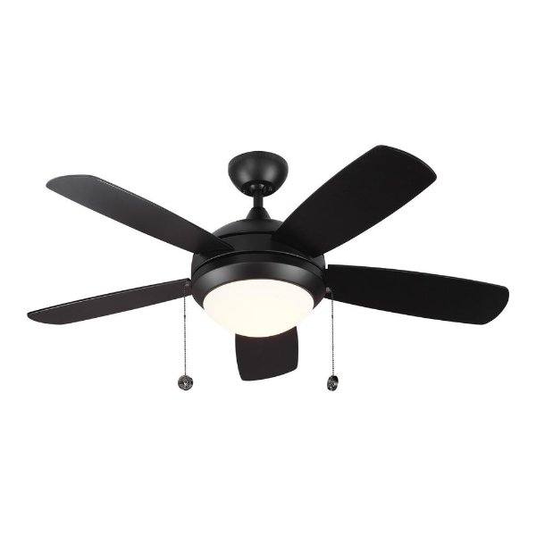 Discus Classic 44 in. Integrated LED Matte Black Ceiling Fan with 3000K Light Kit