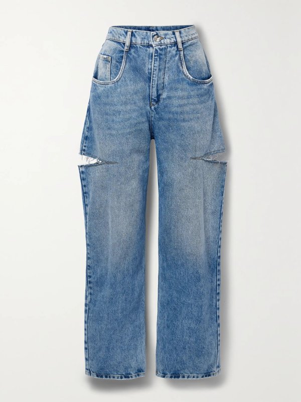 Cutout high-rise straight-leg jeans