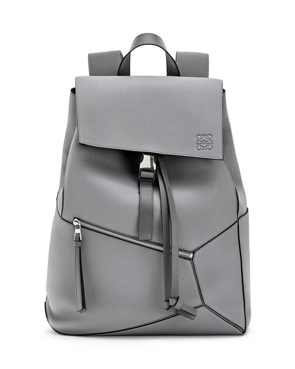 Men's Puzzle Leather Backpack with Asymmetrical Details