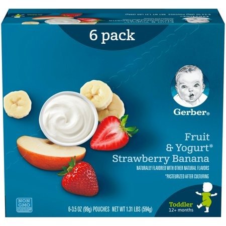 Toddler Food, Fruit & Yogurt Strawberry Banana , 3.5 oz Pouch (Pack of 6)