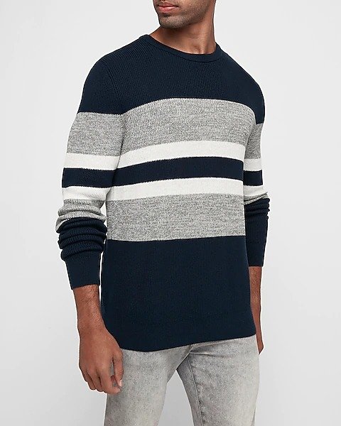 Striped Marled Crew Neck Sweater