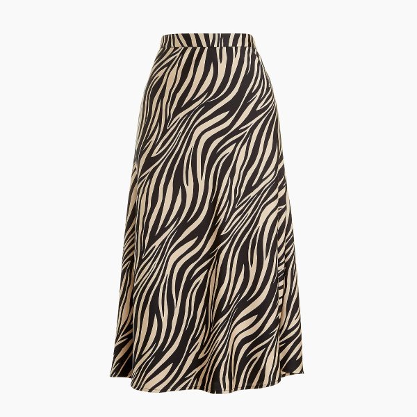 Animal-print satin-back crepe A-line midi skirt