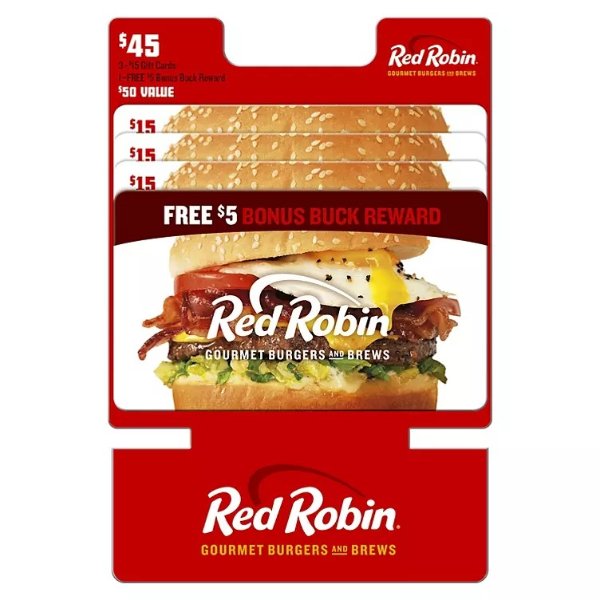 Red Robin 3张$15礼卡