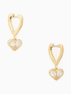 rock solid stone heart huggies earrings