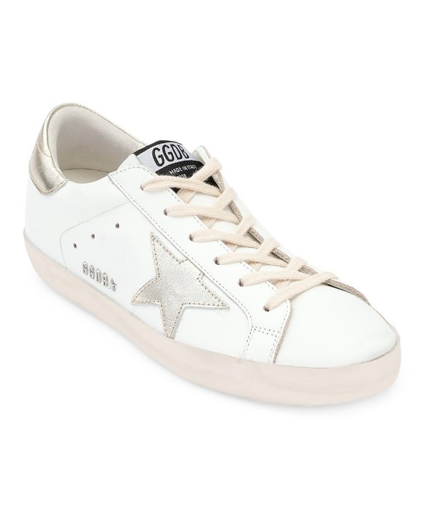 Zulily GOLDEN GOOSE Super-Star sneakers with gold sparkle foxing and metal  stud lettering - Women