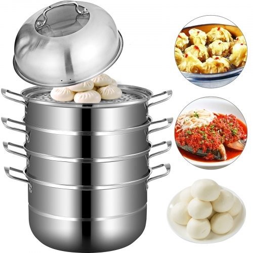 12'' Food Steamer Food Steaming Machine Cookware 5 Tier Stainless Steel ∅30cm | VEVOR US