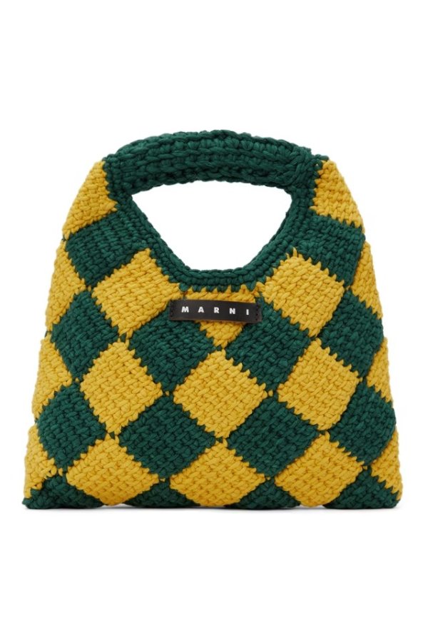 Kids Yellow & Green Diamond Crochet Bag