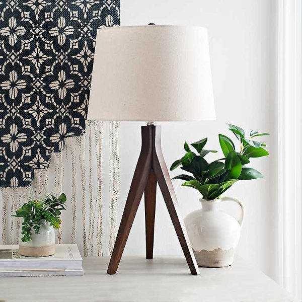 Wood Tripod Table Lamp