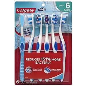 Colgate 360 Toothbrush with Tongue and Cheek Cleaner - Soft (6 Count)
