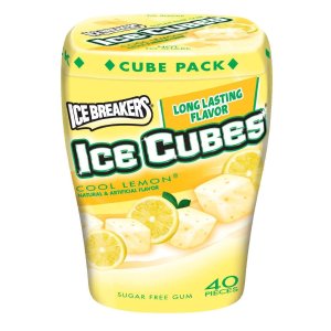 Ice Breakers Ice Cubes Sugar Free Gum, Cool Lemon, 40-Piece Container (4 Pack)