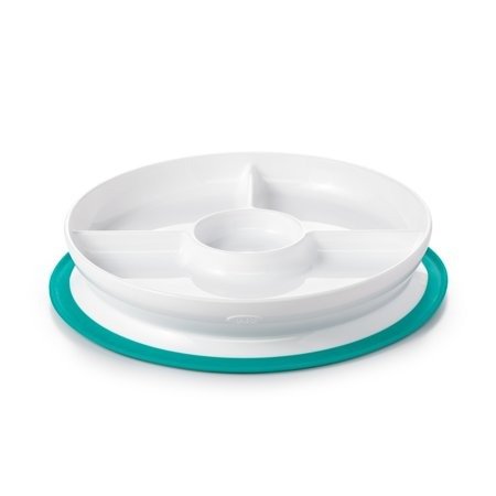 Transitions Straw Cup, with Stick & Stay Divided Plate, and On-The-Go Plastic Fork And Spoon Set with Travel Case, Teal