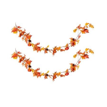 Way to Celebrate Fall Decorative Garland, Orange Pumpkin/Berry Cone, Set of 2
