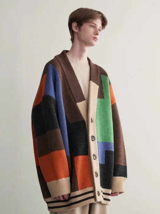 Color Mixed Wool Cardigan Jacket_Multi