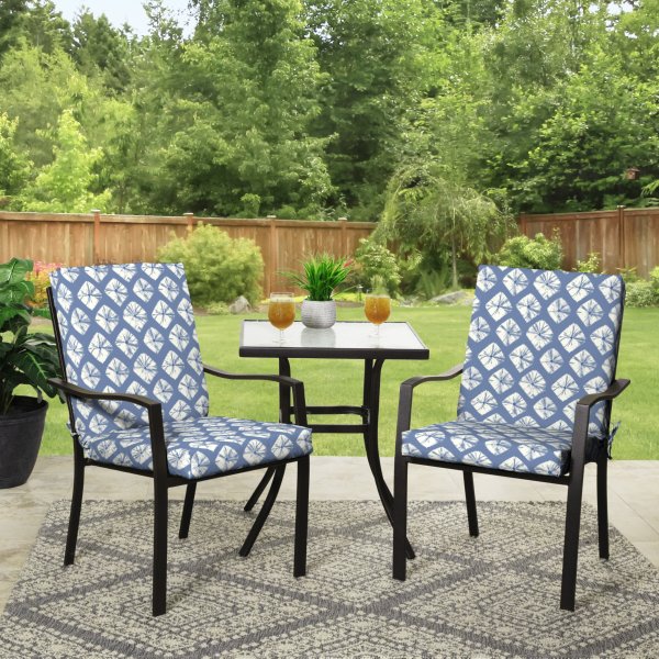 43" x 20" Blue Sand Dollar Rectangle Outdoor Patio Chair Cushion, 1 Piece