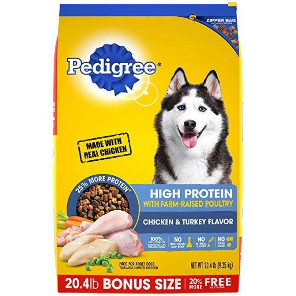 鸡肉火鸡味高蛋白质狗粮 20.4lb