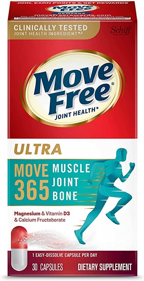 Magnesium Vitamin D3 & Calcium Fructoborate Joint Health Supplement, Move Free Ultra Muscle Joint Bone Support Capsules for Men & Women (30ct Box), Supports Healthy Muscles, Joints and Bones*