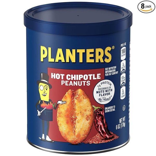 Chipotle Peanuts (8 ct Pack, 6 oz Canisters)