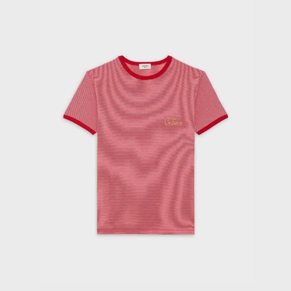 embroidered t-shirt in STRIPED COTTON