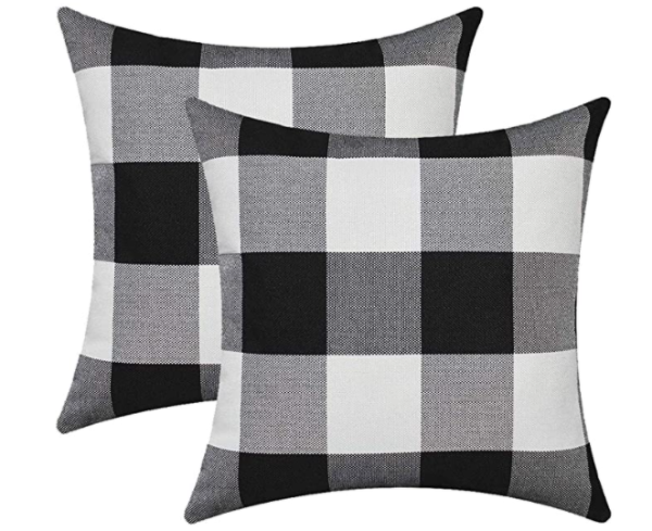 SEEKSEE Burlap Farmhouse Decor Buffalo Checkers Plaid Cotton Linen Decorative Throw Pillow Cover
