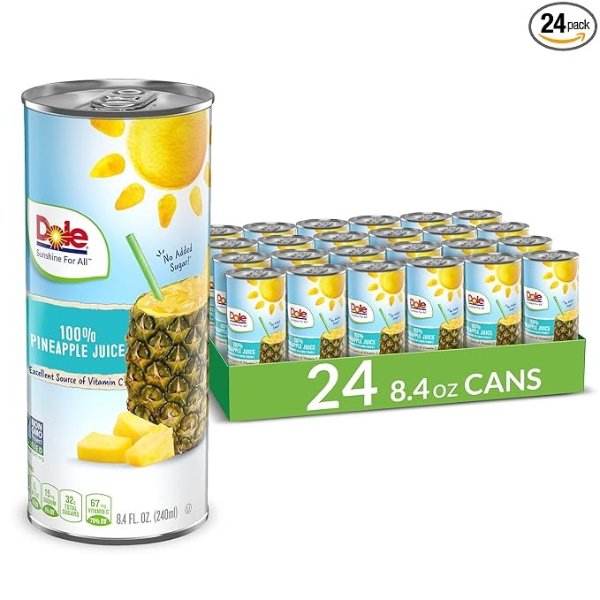 Juice, 100% Pineapple, 8.4oz, 24 cans