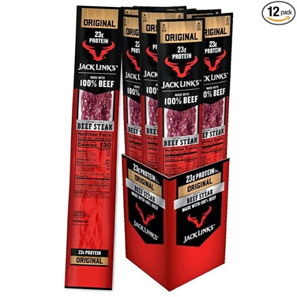 Jack Link’s Premium Cuts Beef Steak, Original, Great Protein Snack with 23g of Protein and 2g of Carbs per Serving, Made with Premium Beef, 2 Ounce (Pack of 12)