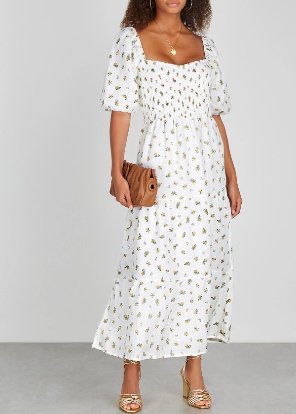 Gianna floral-print linen dress